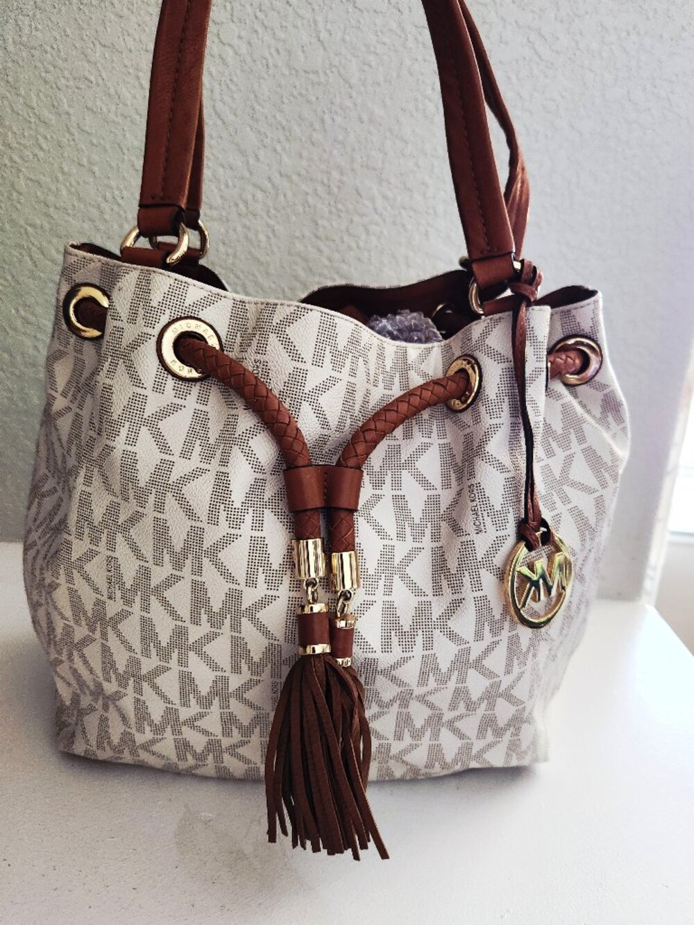 Euc Michael Kors Monogramed Shoulder Bag Purse Tote